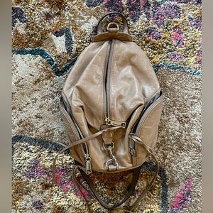 Rebecca Minkoff Medium Julian Backpack —tan/taupe leather zip up / lightly used